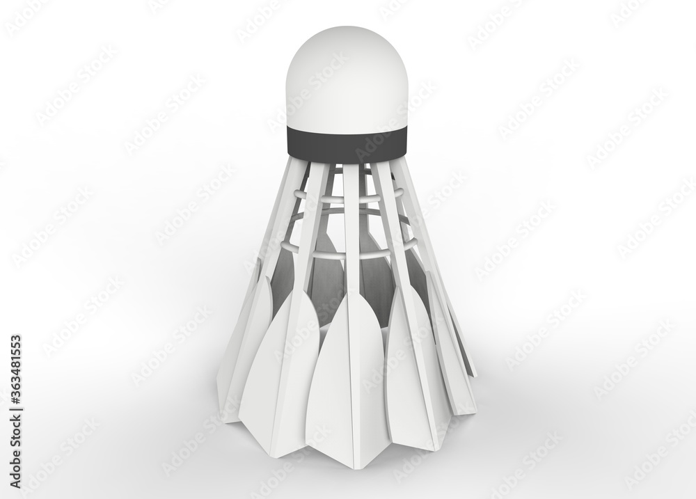 badminton cork 3d rendering white black red badminton cork 3d rendering white black red
