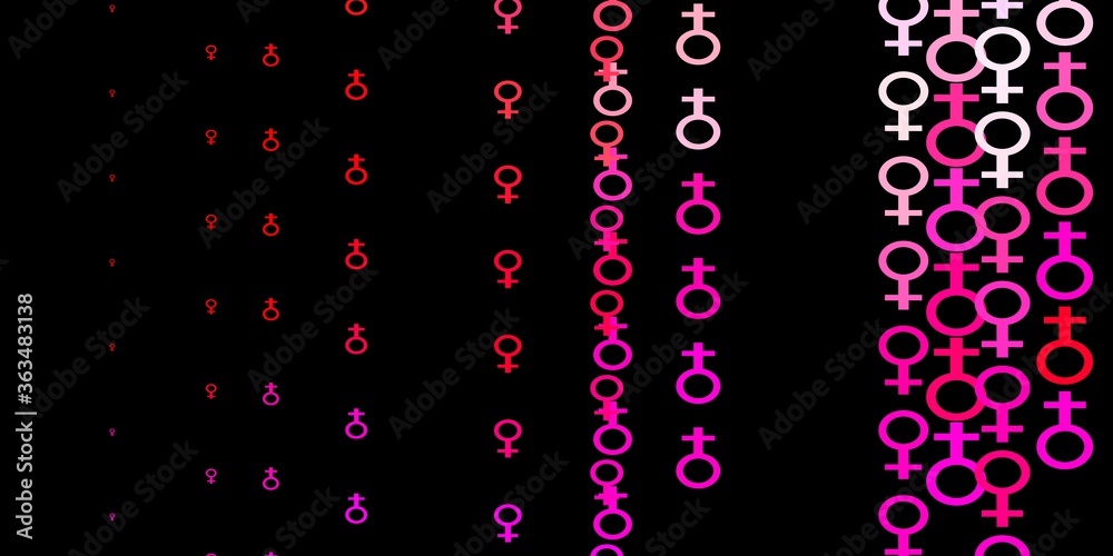 Dark Pink, Yellow vector backdrop with woman's power symbols.