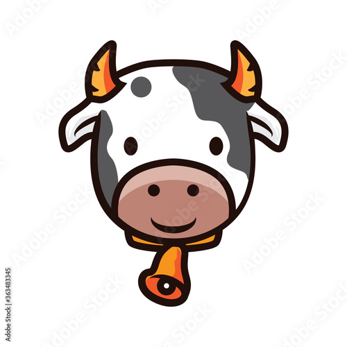 Cute Cow head mascot vector Illustration