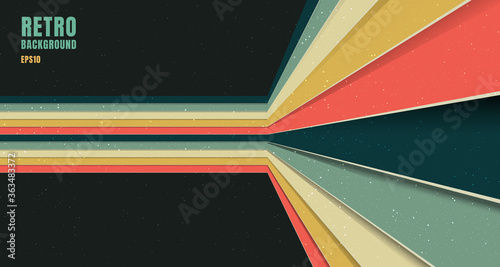 Banner web template design abstract background pattern stripe perspective vintage retro color style on black background
