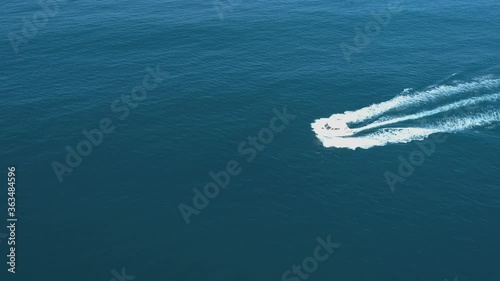 Wallpaper Mural Alone boat sailing in the calm sea and leaving trails. Sozopol, Bulgaria Torontodigital.ca