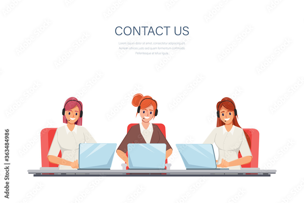 Fototapeta premium Businesswoman working with a laptop and communication. call center customer service job character.