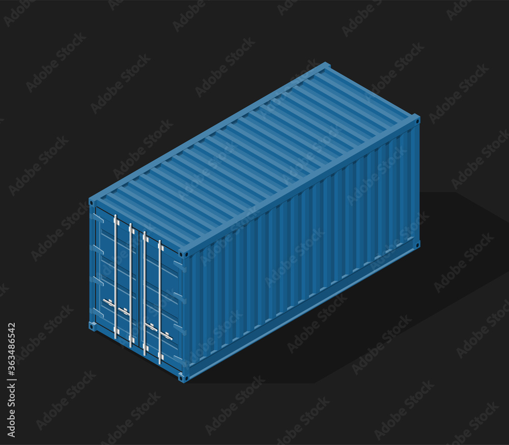 3D Isometric shipping cargo 20 ft container with closed doors. Large metal containers for transportation. Delivery of cargo shipping. illustration 3D Isometric shipping cargo 20 ft container with closed doors. Large metal containers for transportation. Delivery of cargo shipping. illustration