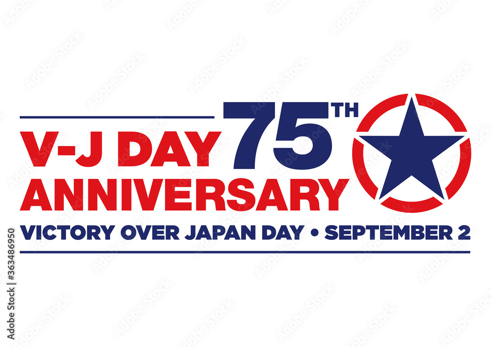 Fototapeta premium Logo for the V-J Day 75th Anniversary - 2 september 1945, the WII Victory Over Japan Day 