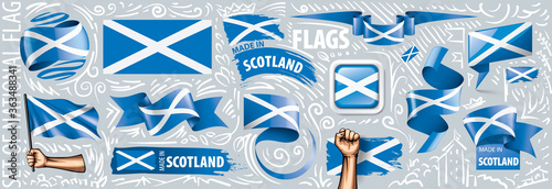 Vector set of the national flag of Scotland in various creative designs