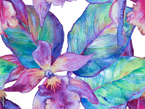 Orchid Seamless Pattern.