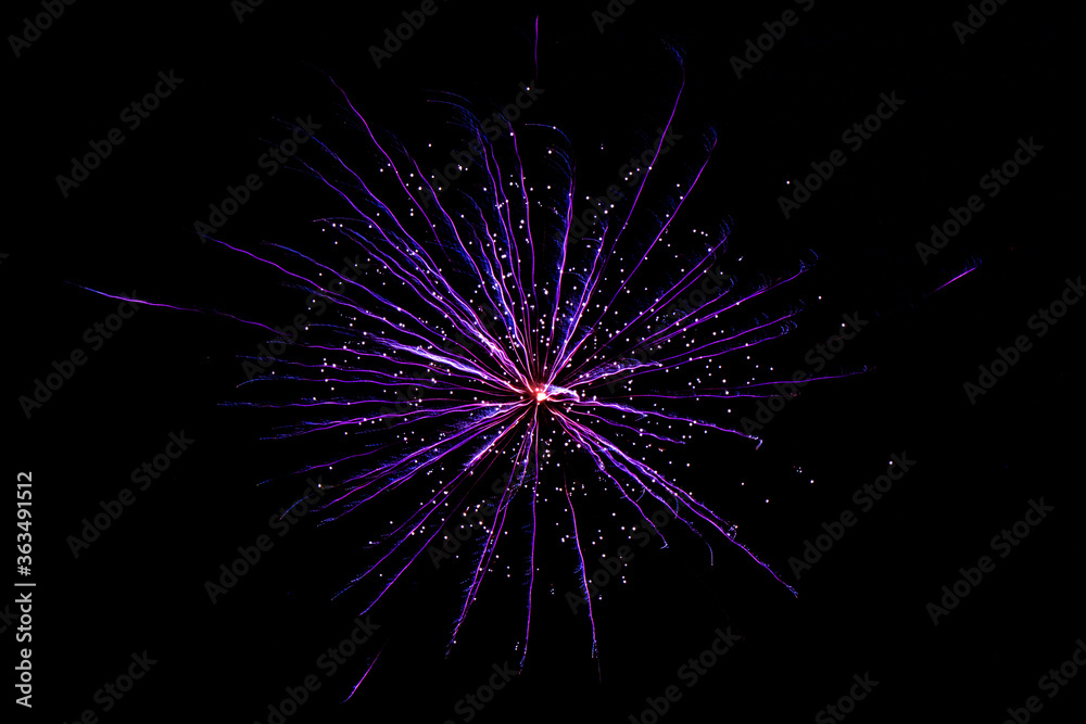Purple and Red Firework on Black Background Long Exposure Purple and Red Firework on Black Background Long Exposure