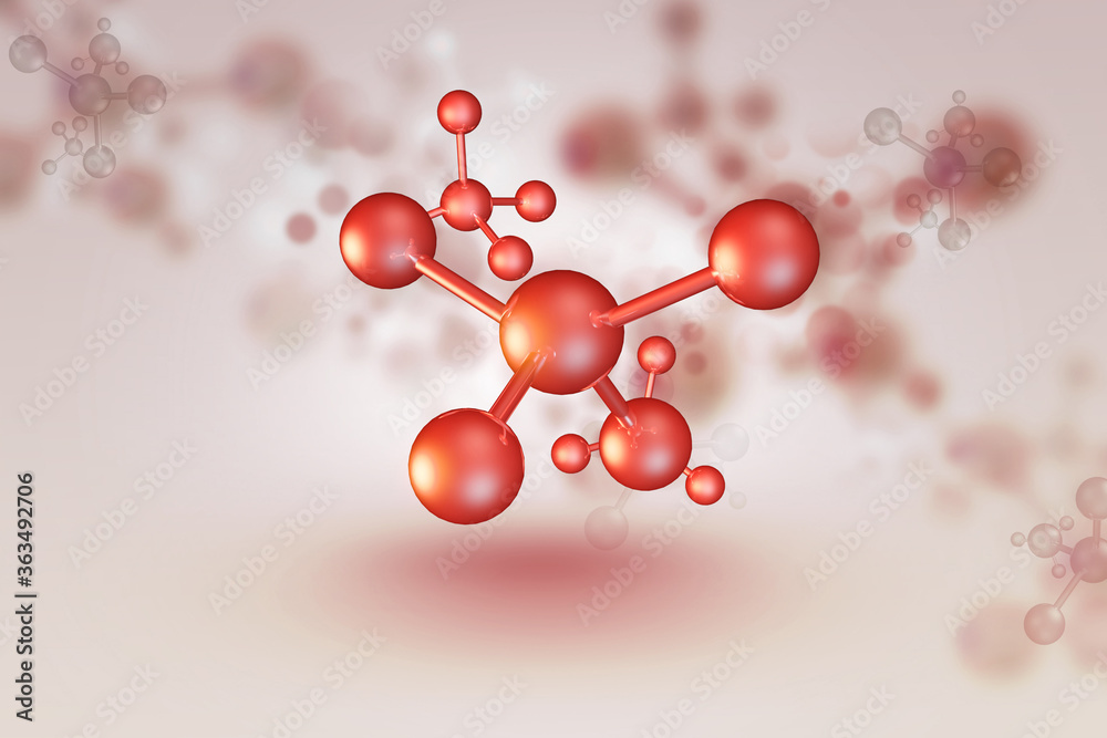 Structure of molecule on scientific background
