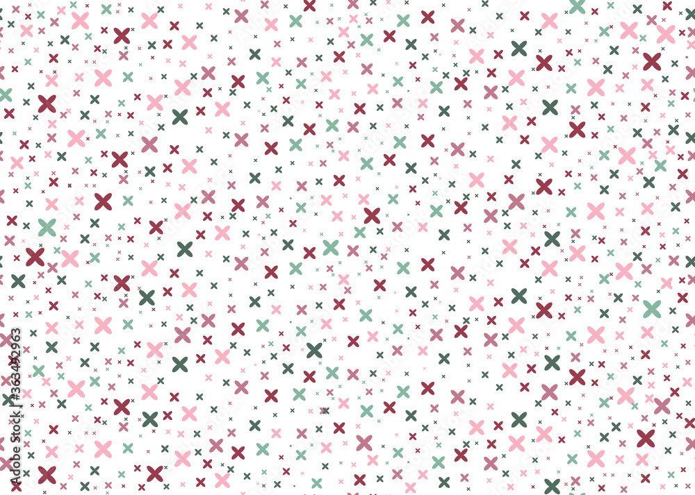 Asterisks Shades of pink and green. Seamless pattern design for cover page, fabric, wrapping paper, background, wallpaper. Vector.