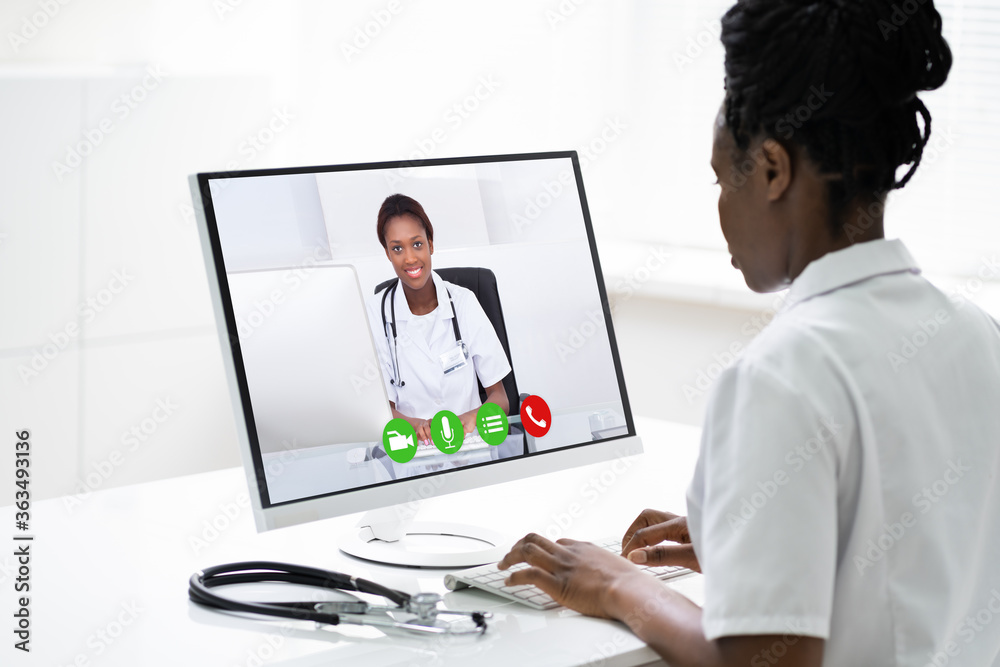 African American Doctor Video Conference Call African American Doctor Video Conference Call