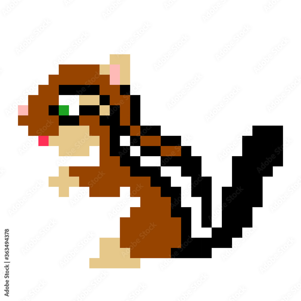 squirrel pattern. Pixel squirrel image. Vector Illustration of pixel art.