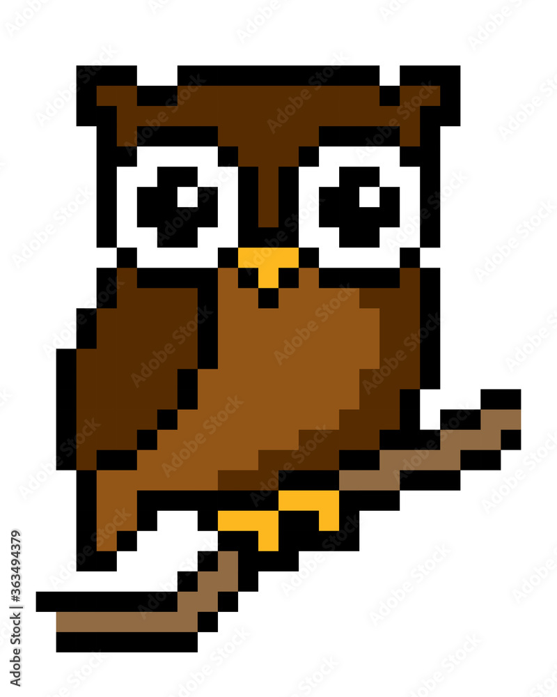 Owl pattern. Pixel owl image. Vector Illustration of pixel art ...