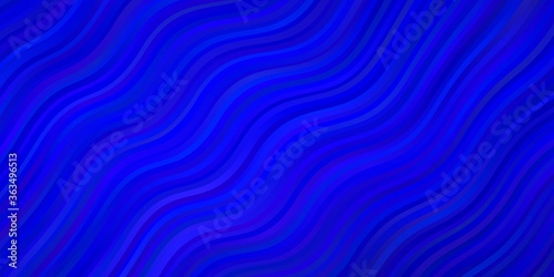 Dark BLUE vector background with bent lines. Colorful geometric sample with gradient curves.  Pattern for ads, commercials.