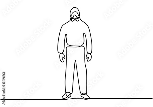 a man use safety uniform fighting sars covid-19 with minimalist design isolated in one white background.