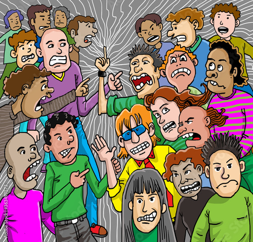 Illustration Angry of the crowd people
