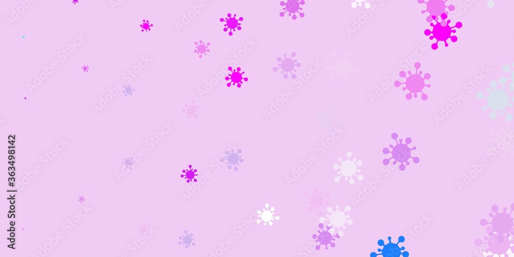 Light pink, blue vector template with flu signs. Light pink, blue vector template with flu signs.