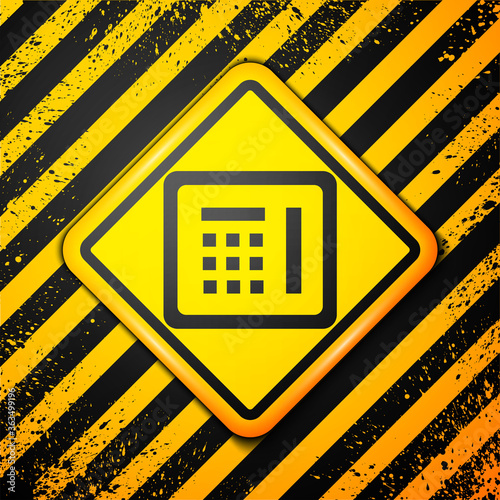 Black Safe icon isolated on yellow background. The door safe a bank vault with a combination lock. Reliable Data Protection. Warning sign. Vector Illustration.