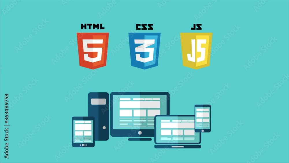 Web technology shields. HTML , CSS, Javascript. Web site development icons.