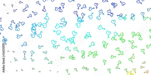 Light Blue, Green vector background with woman symbols.