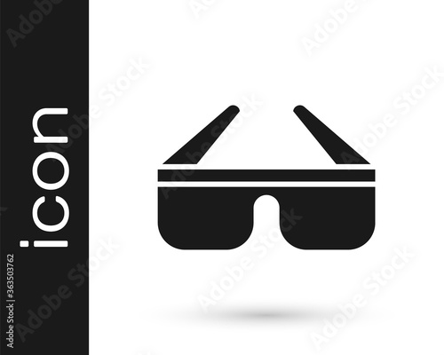 Grey 3D cinema glasses icon isolated on white background. Vector Illustration.