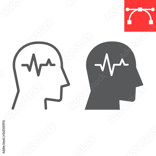Epilepsy line and glyph icon, illness and neurology, epilepsy sign vector graphics, editable stroke linear icon, eps 10.