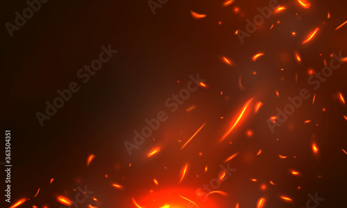 Burning red hot sparks realistic fire flames abstract background