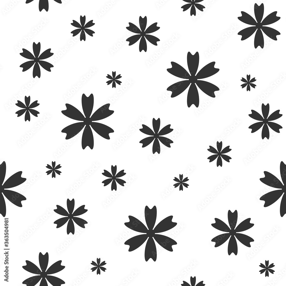 Seamless pattern with cornflower, blue-bonnet, bluet black flowers. Seamless pattern with cornflower, blue-bonnet, bluet black flowers.