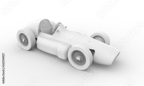 3D racing Vintage Car White Rendering llustration © Simone