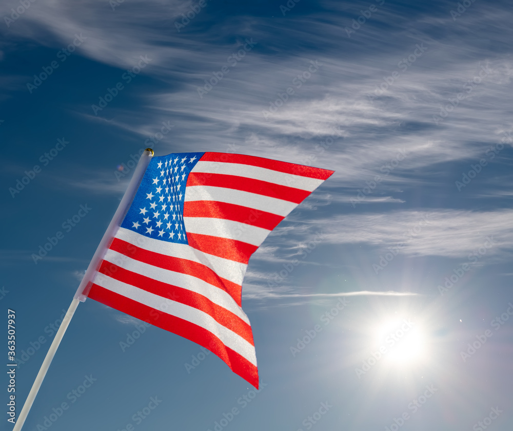 Fototapeta premium american flag on blue sky