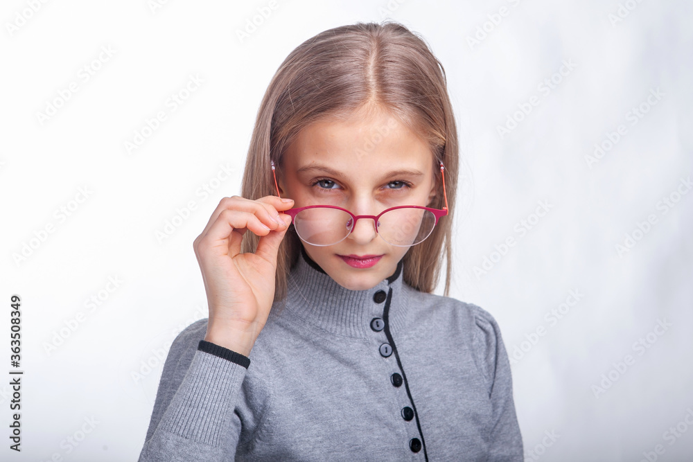 girl teenager in glasses for vision in the studio girl teenager in glasses for vision in the studio