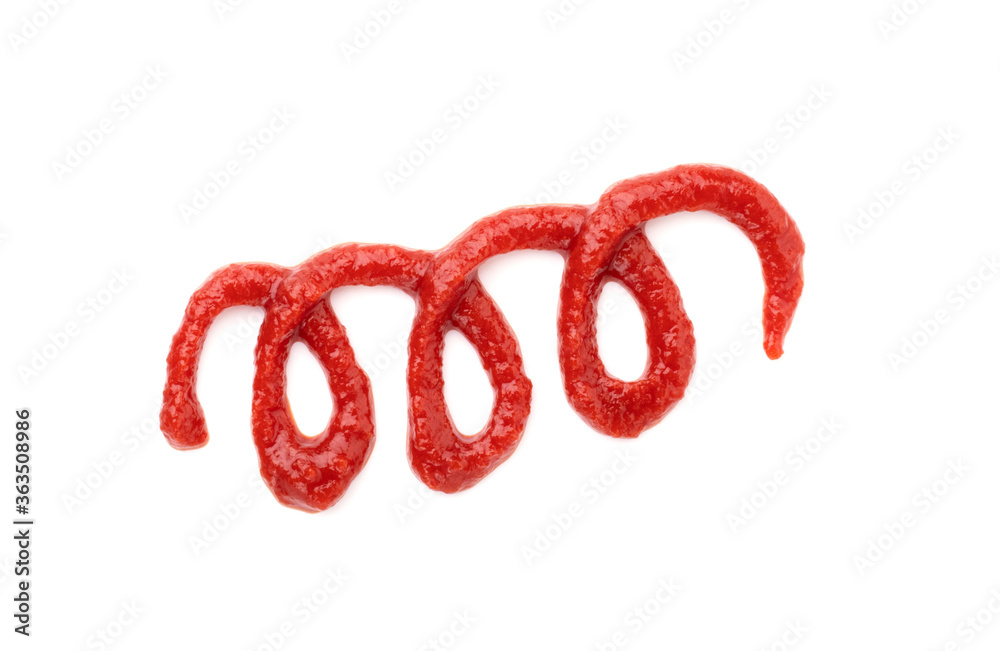 ketchup lines isolated on a white background close-up ketchup lines isolated on a white background close-up