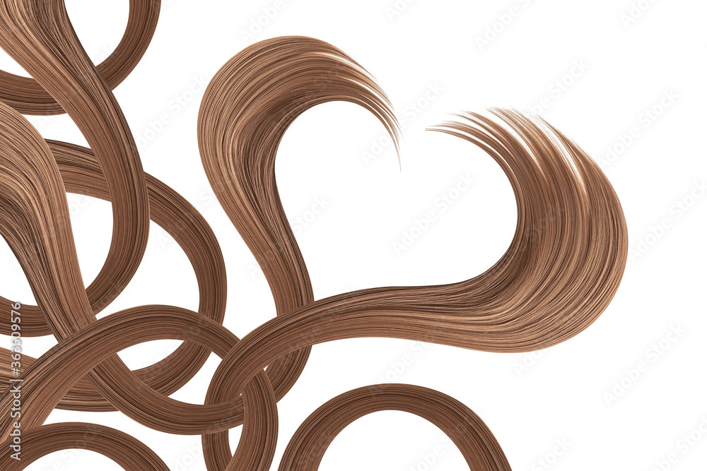 Heart made by natural brown hair on white background, isolated Heart made by natural brown hair on white background, isolated