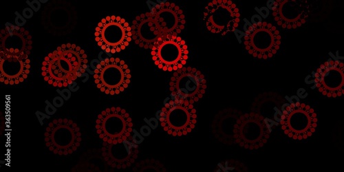 Dark green, yellow vector backdrop with virus symbols.