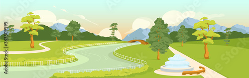 National park flat color vector illustration