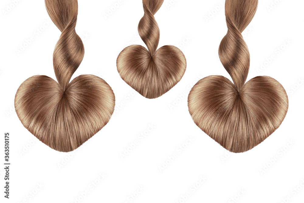 Heart made by natural brown hair on white background, isolated Heart made by natural brown hair on white background, isolated