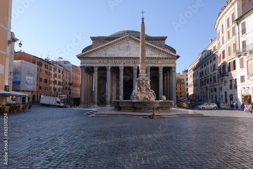 Deserted Pantheon square in Rome, Italy