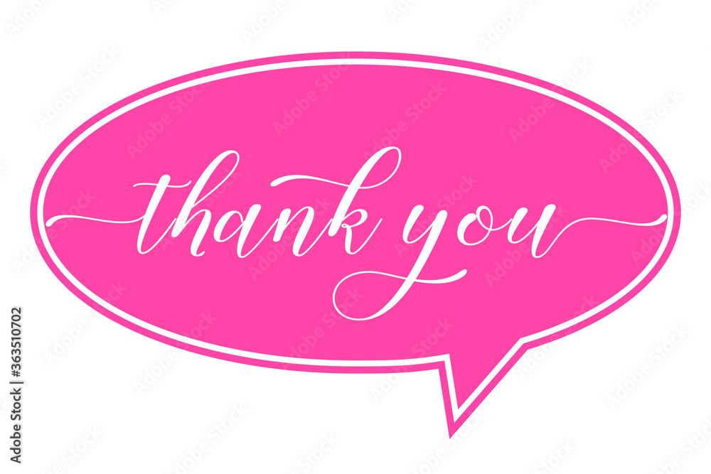 Fototapeta premium Thank you text on white background. Calligraphy lettering vector illustration