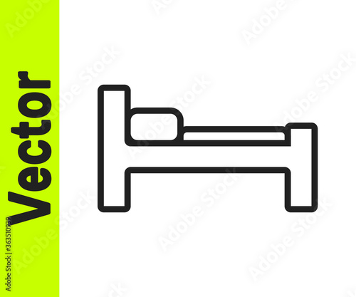 Black line Bed icon isolated on white background. Vector Illustration.