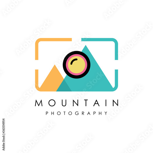 Mountain Photo Logo Vector Icon Design