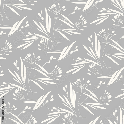 Grass Seamless Pattern. Hand Drawn Floral Background.