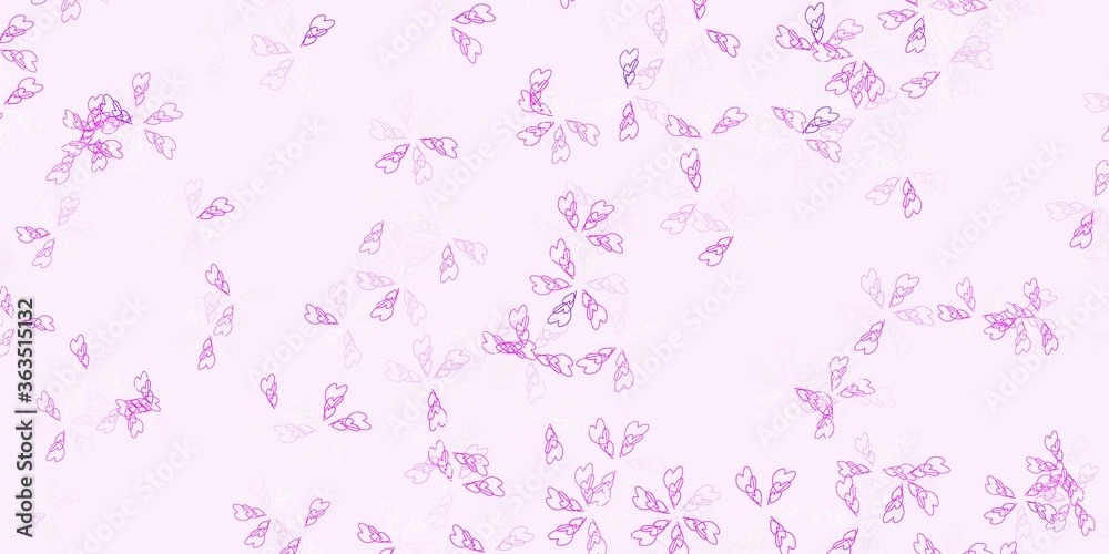 Light pink vector abstract background with leaves.