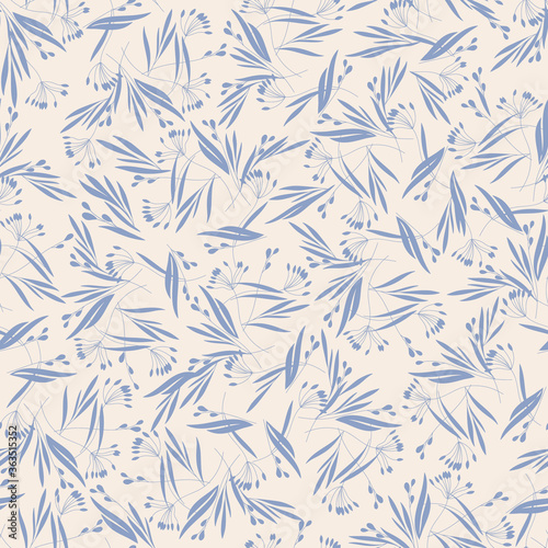 Grass Seamless Pattern. Hand Drawn Floral Background.