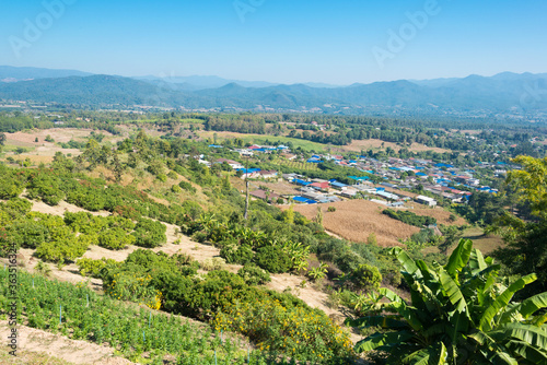 Beautiful scenic view from Yun Lai Viewpoint in Santichon Village, Pai, Mae Hong Son Province, Thailand. © beibaoke