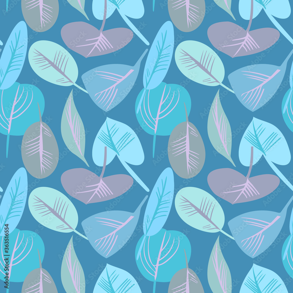 Fototapeta premium Stylized Leaves Seamless Pattern. Decorative Background.