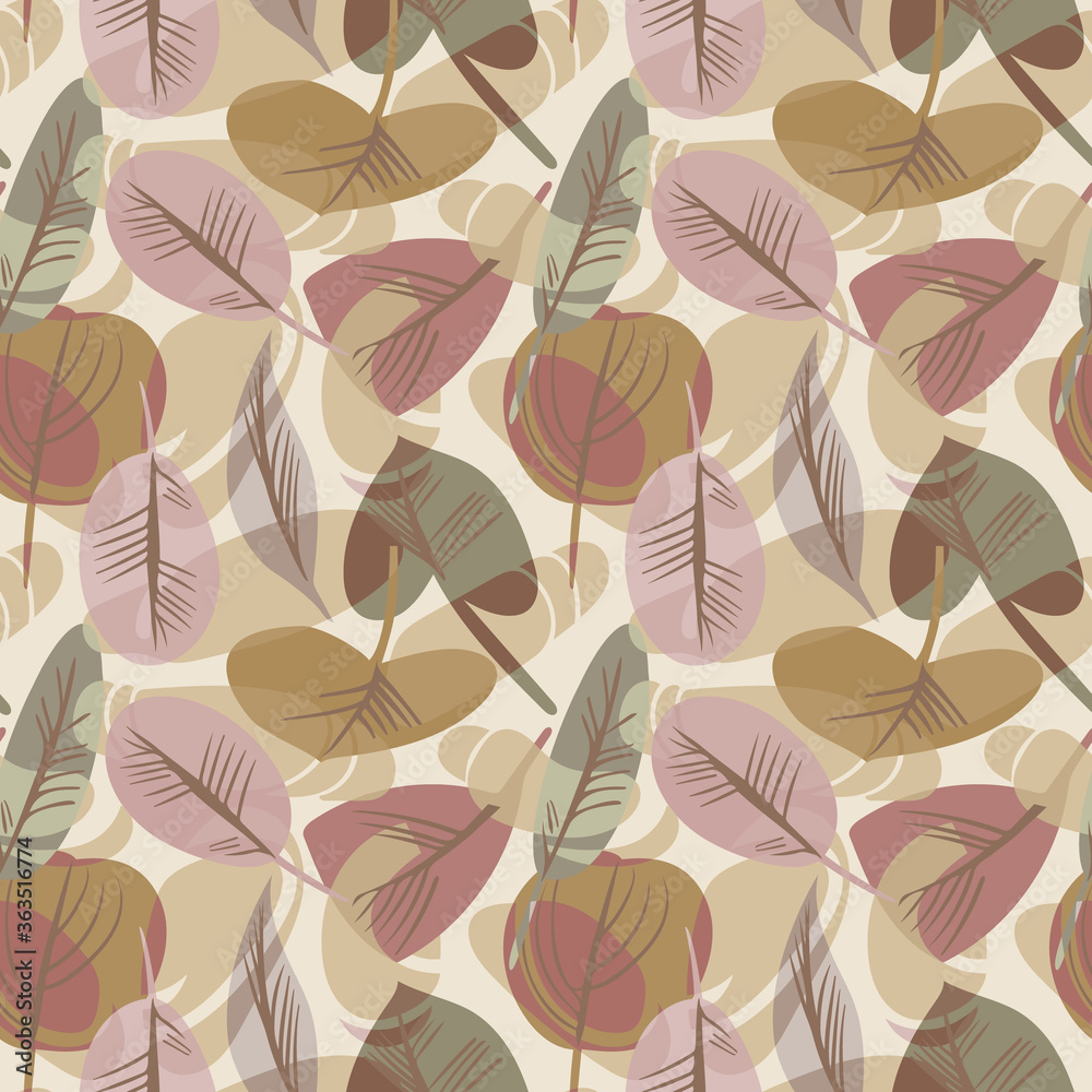 Naklejka premium Stylized Leaves Seamless Pattern. Decorative Background.