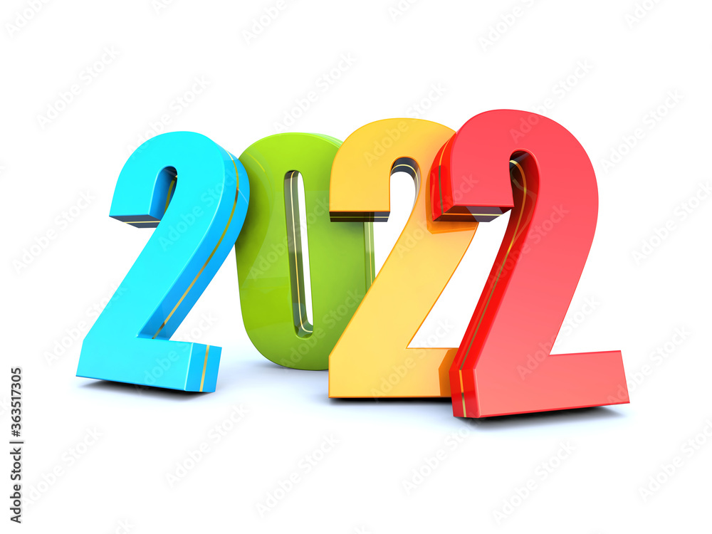Happy New Year 2022 colored calendar background series 3D render Happy New Year 2022 colored calendar background series 3D render