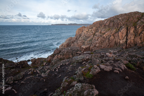 Terabika landscape in autumn season with arctic ocean beach, Murmansk, Russia