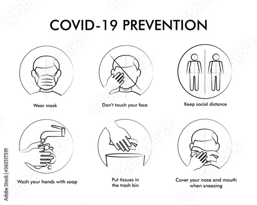 Covid 19 prevention icon logo illustrator