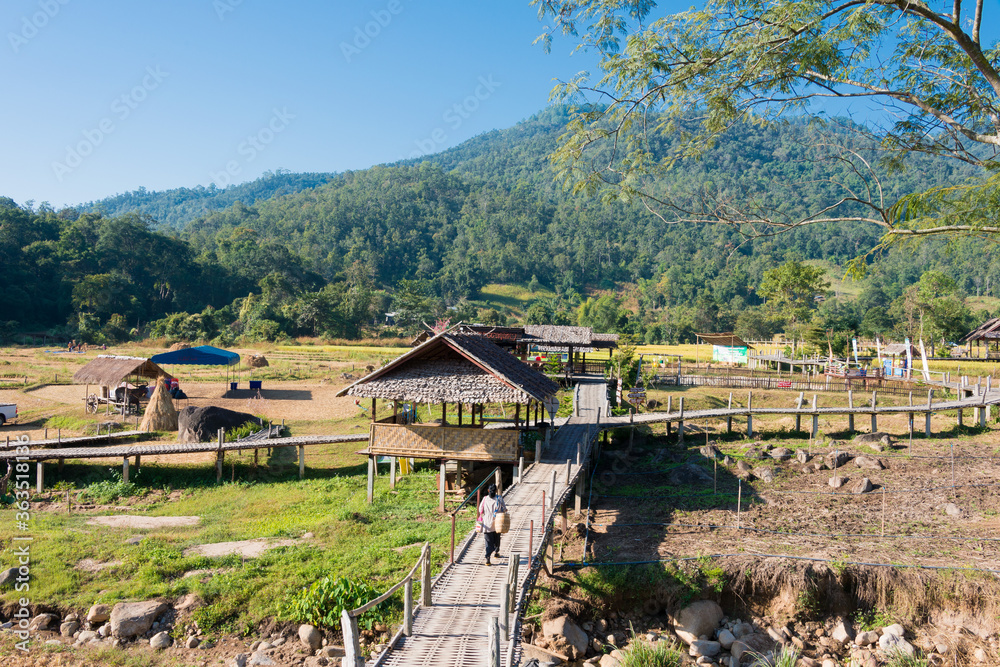 Beautiful scenic view from Pai Bamboo Bridge (Boon Ko Ku So) in Pai, Mae Hong Son Province, Thailand. Beautiful scenic view from Pai Bamboo Bridge (Boon Ko Ku So) in Pai, Mae Hong Son Province, Thailand.