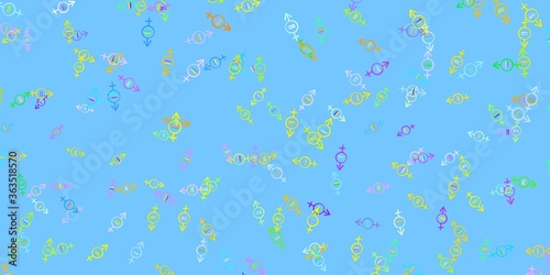 Light Multicolor vector texture with women s rights symbols.